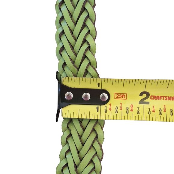 Capezio Vintage Green Leather Braided Belt XXL Chrome Buckle Argentina 2X - Picture 12 of 16